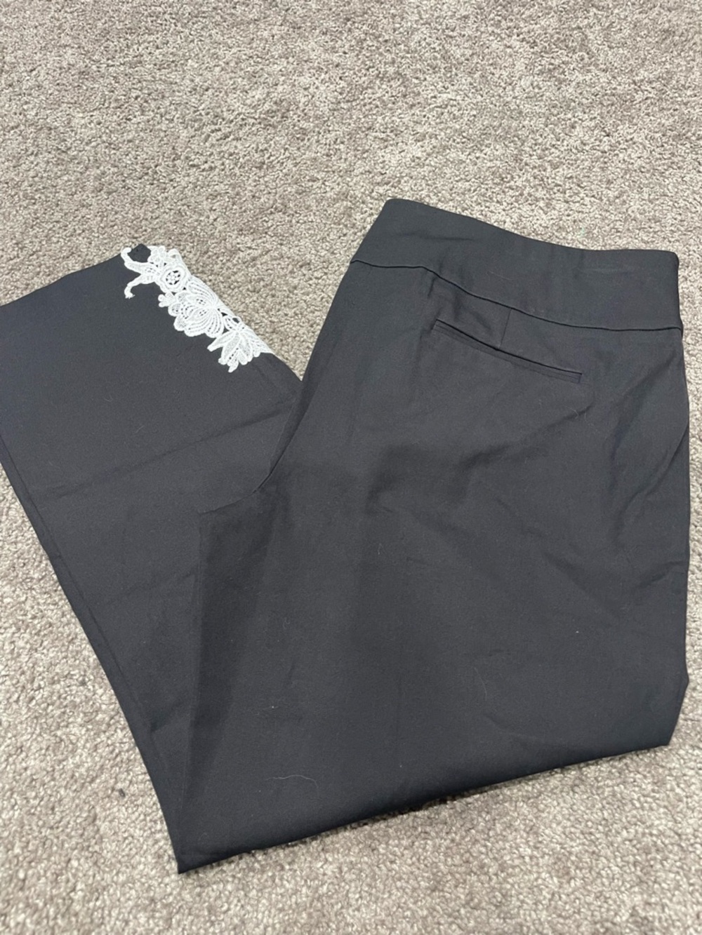 Alfani Black Capri Pants with White Lace Hem